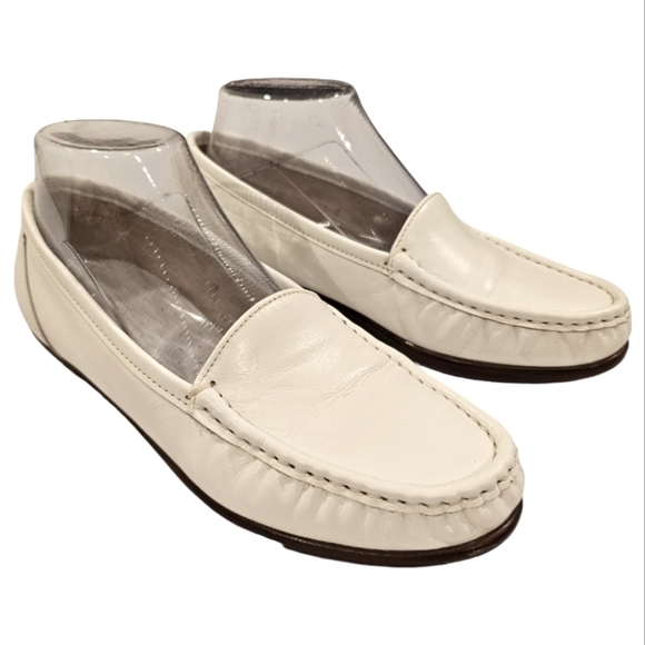 SAS Tripad Simplify Leather Moccasin Slip On Loafers 7.5 Medium White